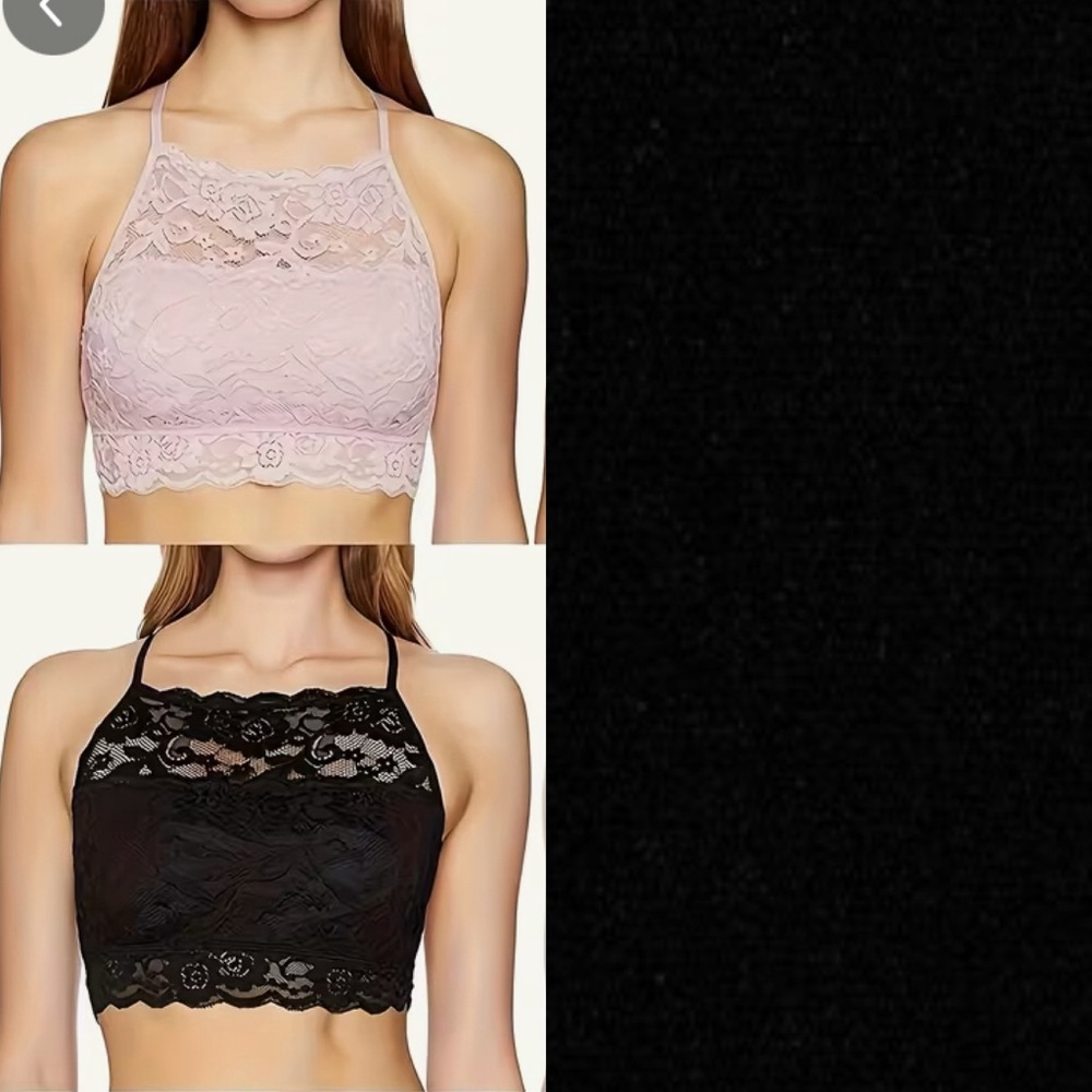 Lace Bralette Set - Pink and Black